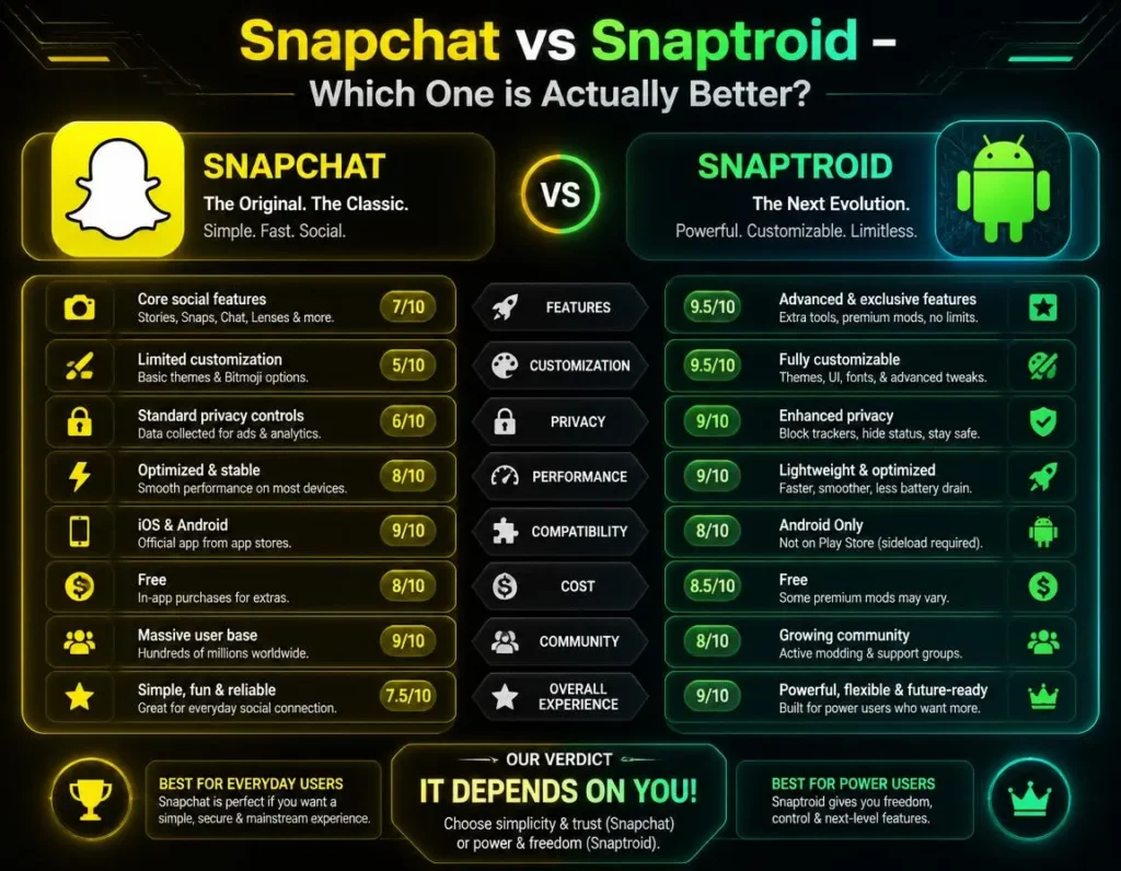 Snaptroid vs Snapchat
